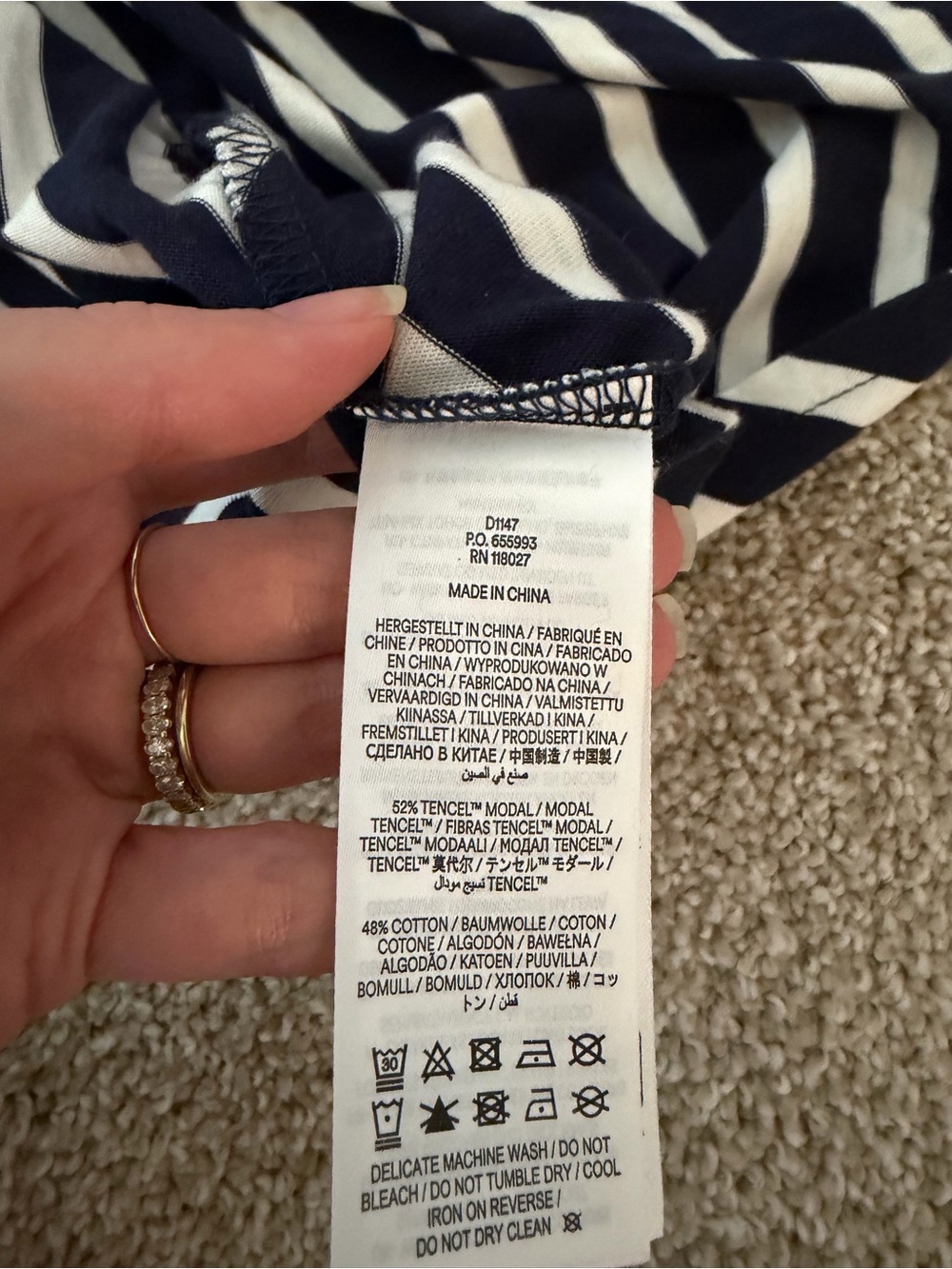 Boden Imogen Collared Jersey Dress Blue white striped long sleeve 2R - Picture 5 of 5